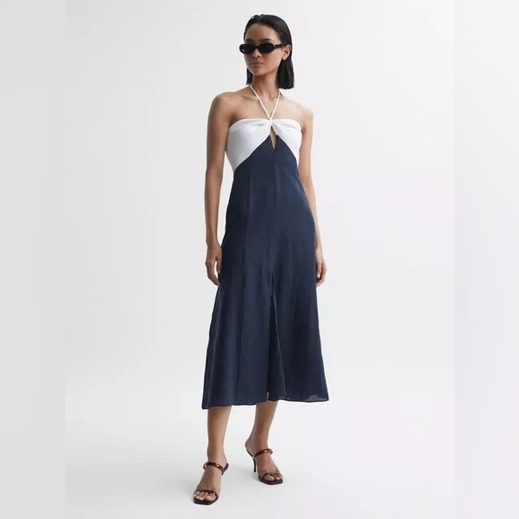 REISS
Sian Color Block Linen Midi Dress New with no tags - Picture 4 of 6
